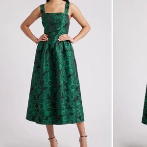 Chelsea28 brocade black/green dress